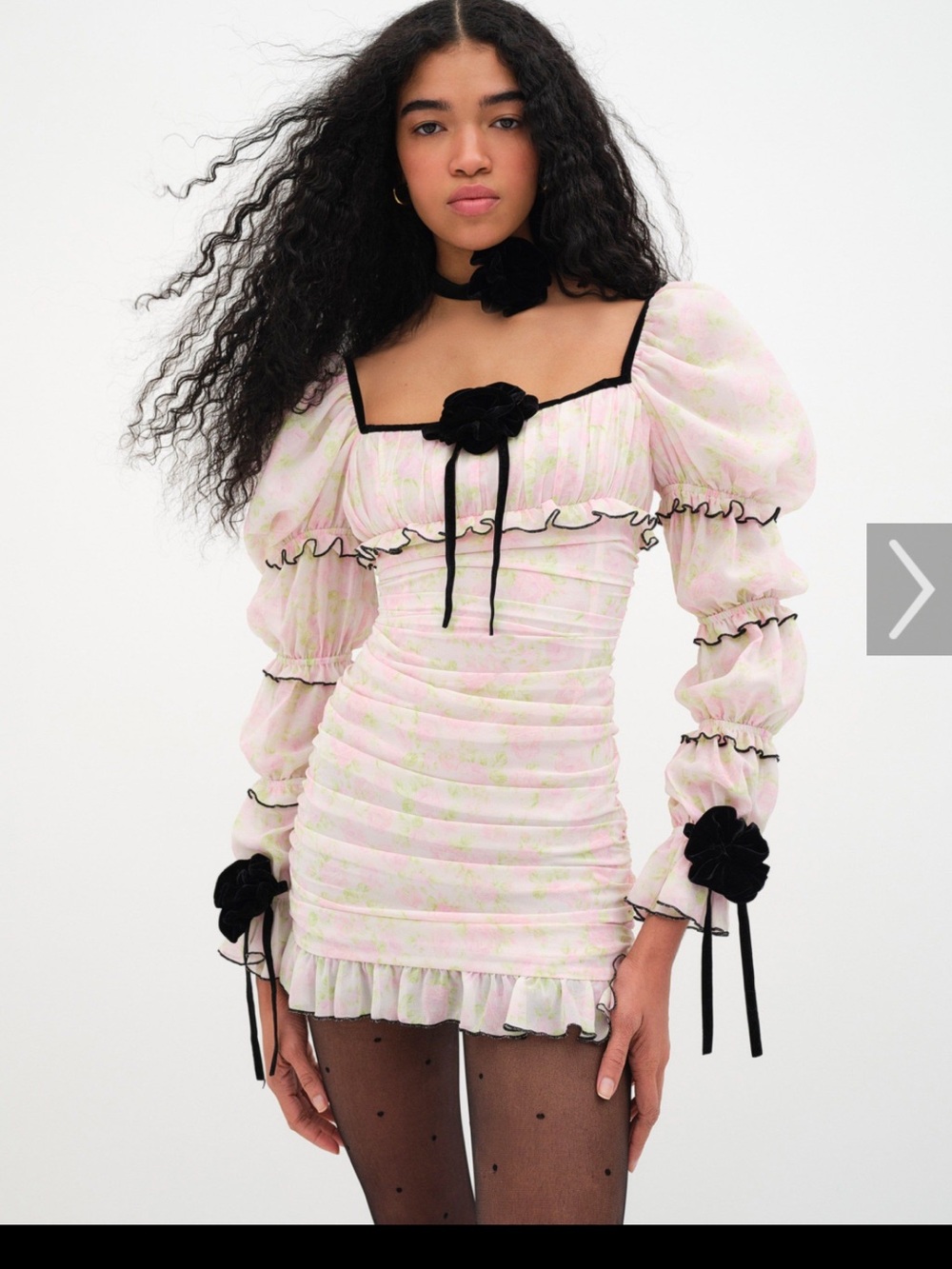 For Love & Lemons Vienna Mini Dress with Black Trim
